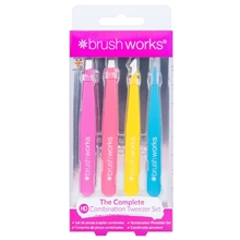 1 set - Neon - Brushworks HD 4 Piece Tweezer Set