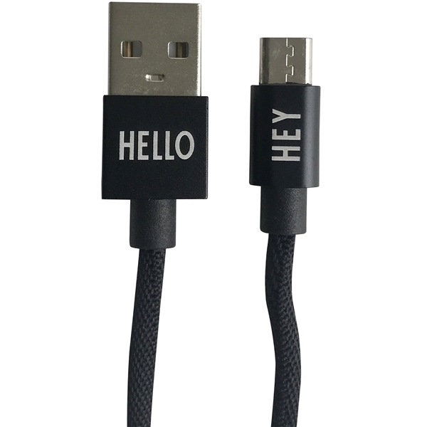 Design Letters Micro USB Cable 1 M Black (Bild 1 von 2)