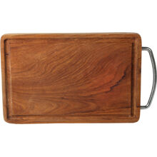 Schneidebrett mit Metallgriff in Teak