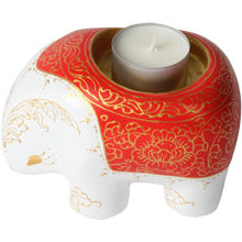 Rot-Weiß - Elefantenkerzenhalter, 9 cm