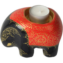 Schwarz/Rot - Elefantenkerzenhalter, 9 cm