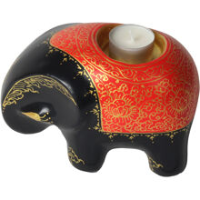 Schwarz/Rot - Elefantenkerzenhalter, 11 cm