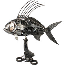 Metallskulptur Hahn Fisch 1