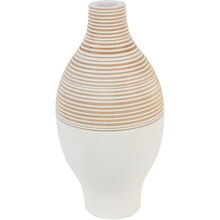 Lampengeformtes Holzgefäß, gestreift und weiß