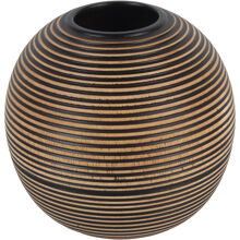Runde Holzvase mit dunklen Streifen