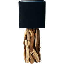 Schwarz - Tischlampe aus Teakholz Treibholz