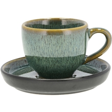 1 set - Schwarz / Grün - Gastro Espresso mit Untertasse 7 cl