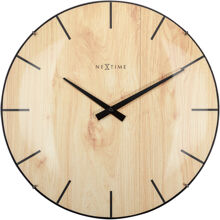 Hellbraun - Edge Wood Dome Wanduhr 35cm