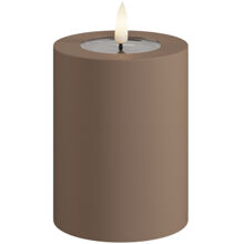 Mokka - LED-Blockkerze Außen 7,5x10 cm