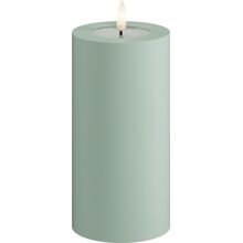 Sage Green - LED-Blockkerze Außen 7,5x15 cm