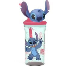 Stitch 3D Figur Becher m. Strohhalm 360 ml