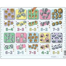 Puzzle 20 Teile Subtraktion Tiere