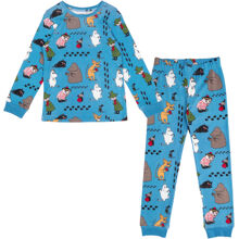 86-92 cL - Mumin Pyjama Fußspuren2 Blau