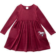 98 cl - Pippi Pferd Velourkleid Burg