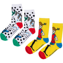 Pippi Socken Gelb/Weiß 2er-Pack