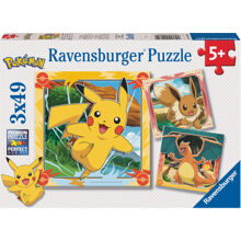 Puzzle 3 x 49 Teile Pikachu, Charizard & Eevee!