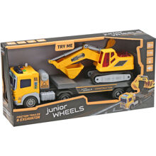 Junior Wheels Friction Trailer W. Excavator 1:16